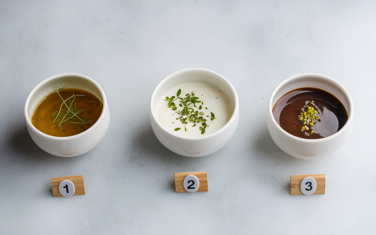 Trois sauces pour salade de riz : vinaigrette, yaourt, citron-gingembre