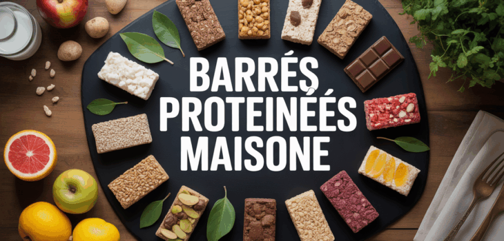 barres proteinees maison colorées et garnies sur bois