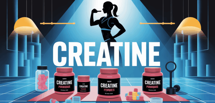 creatine poudre gummies femme sportive plan de travail