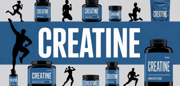 illustration pots sachets creatine sportifs fond bleu gris