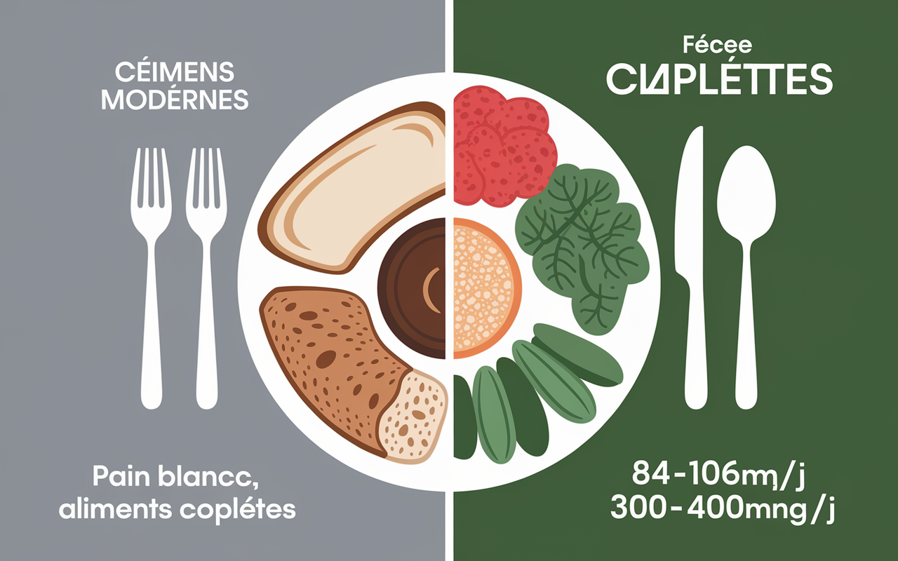 deficit de magnesium assiette aliments modernes vs completes