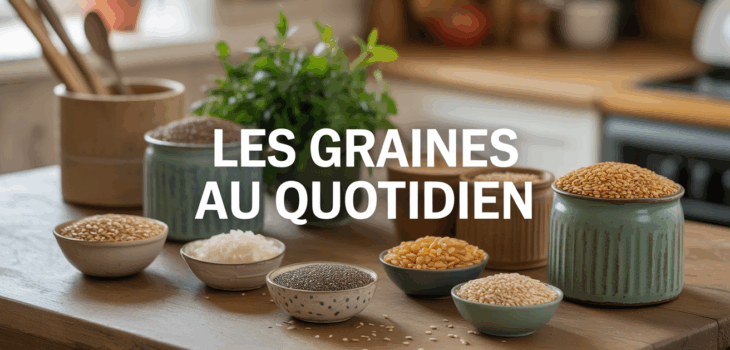 Graines variées sur table de cuisine familiale