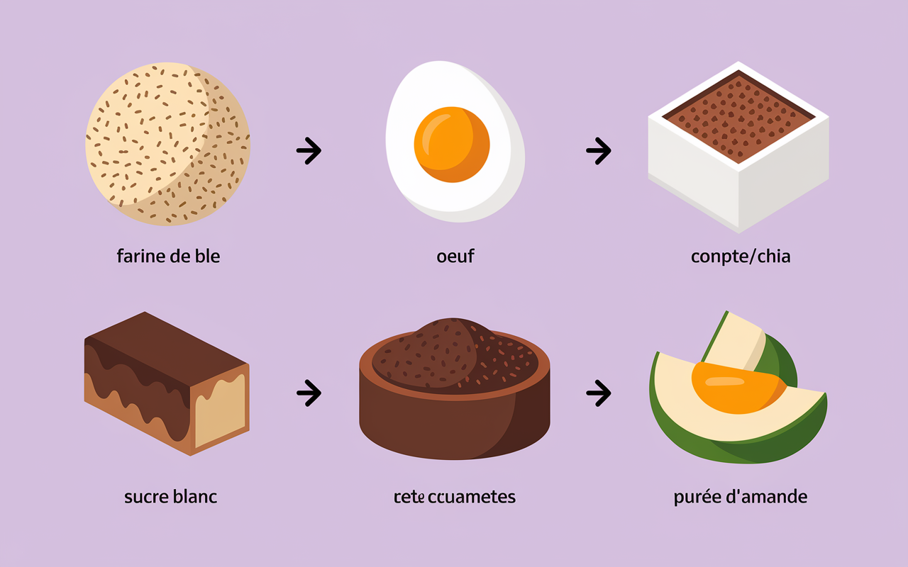 tableau alternatives ingrédients cookies healthy beurre cacahuete