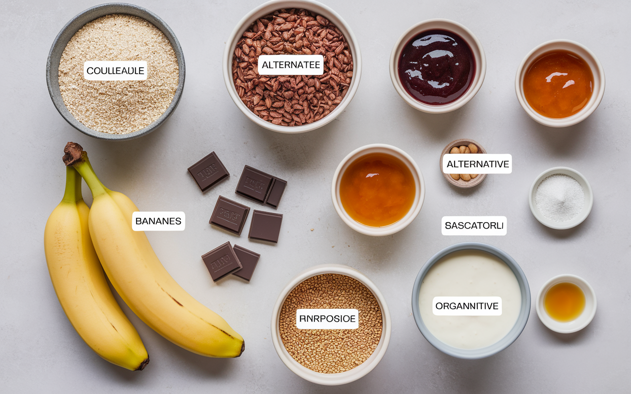 Ingredients et alternatives muffins banane chocolat healthy