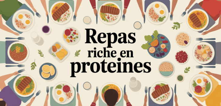 Table familiale repas riche en protéines variés
