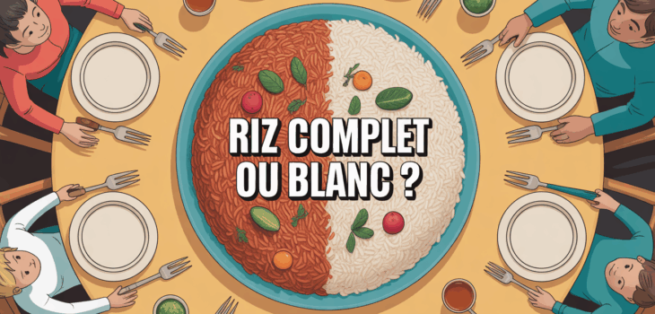 Assiette riz complet et blanc au centre repas famille