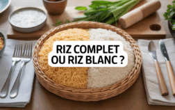 Assiette riz complet et riz blanc partage familial