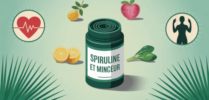 Illustration boite spiruline icones sante minceur