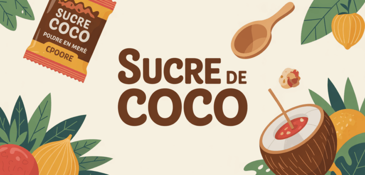 Sucre de coco en poudre, bol de compote, fruits, fond blanc lumineux