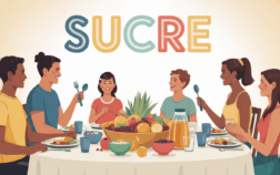 Table familiale conviviale aliments variés sucre nutrition