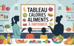 affiche tableau calories aliments à imprimer en cuisine moderne