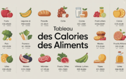 Vue d'ensemble tableau des calories aliments par categorie