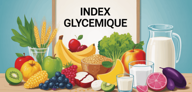 Tableau index glycémique illustré avec aliments IG