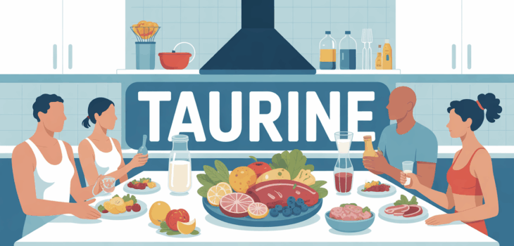 illustration taurine scene cuisine famille sportif aliments riches