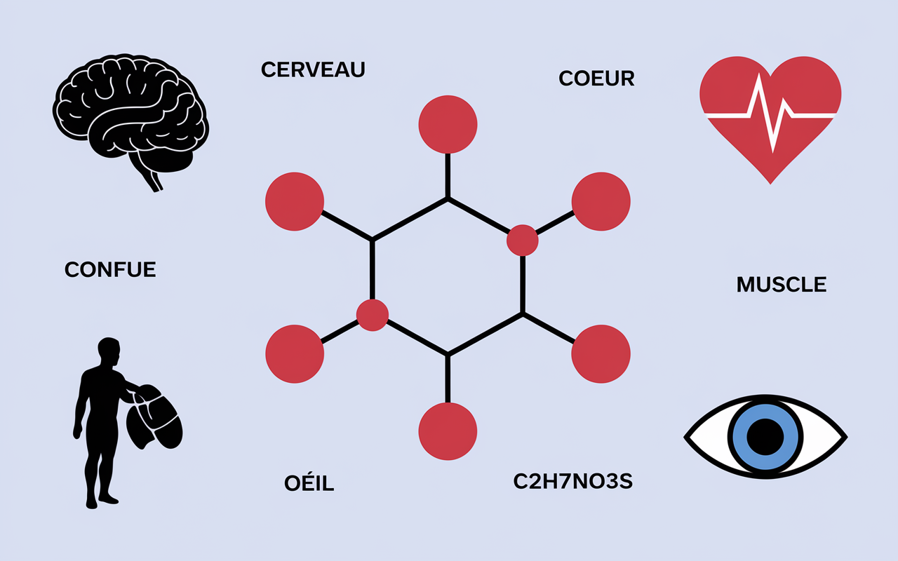 schema taurine molecule effets organes et formule