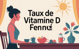 Illustration taux vitamine D femme soleil table