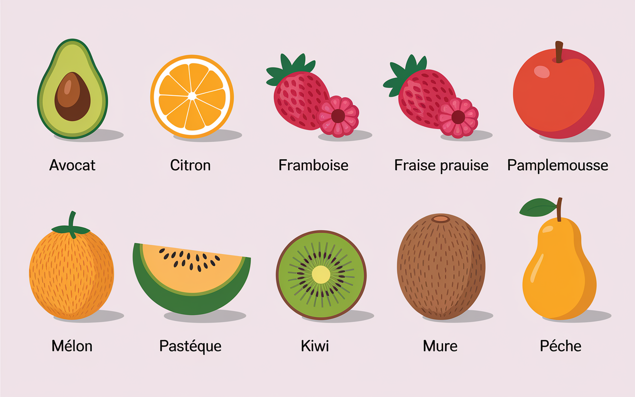 tableau visuel fruits peu sucres sucre IG