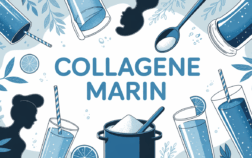 Illustration pot poudre Collagene marin cuillere smoothies
