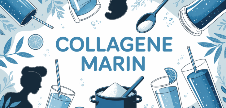 Illustration pot poudre Collagene marin cuillere smoothies