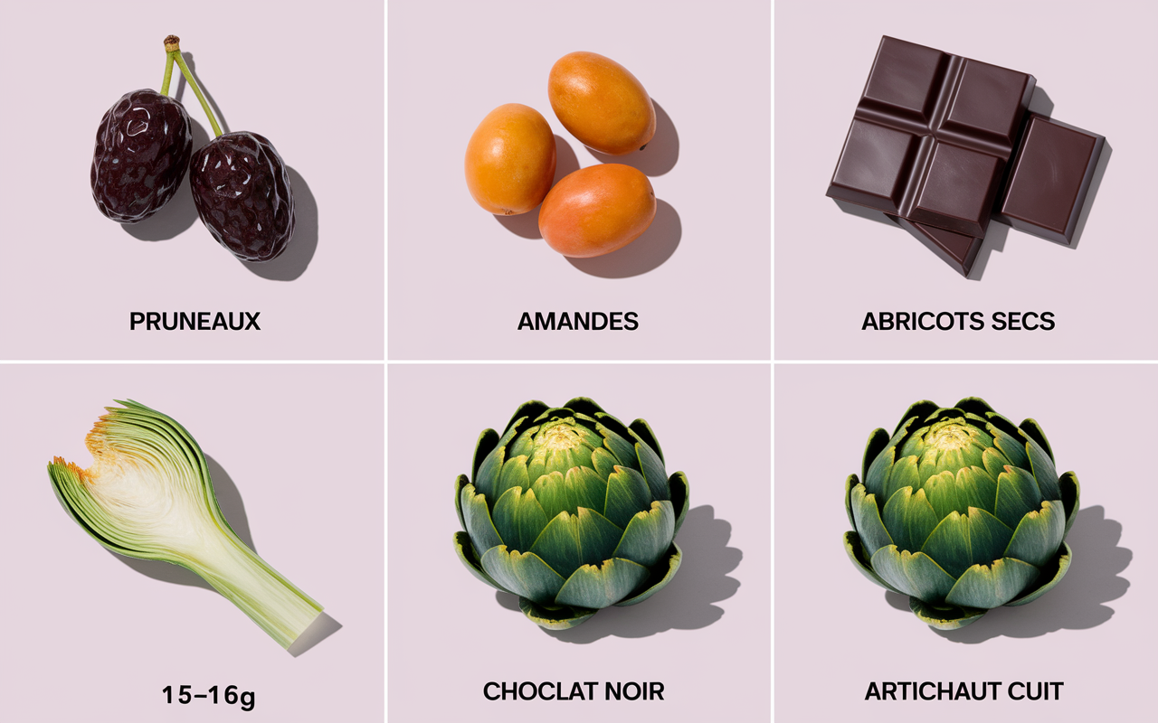 Tableau aliments riches en fibres alimentaires et leurs chiffres