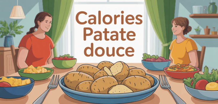 calories patate douce en famille avec assiette colorée
