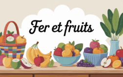 table cuisine avec fruits secs et frais variés et paniers