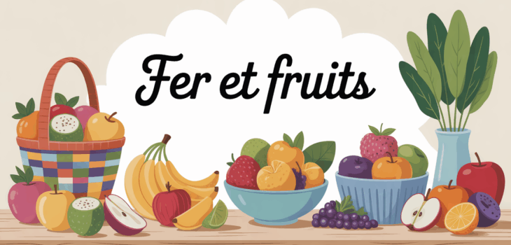 table cuisine avec fruits secs et frais variés et paniers