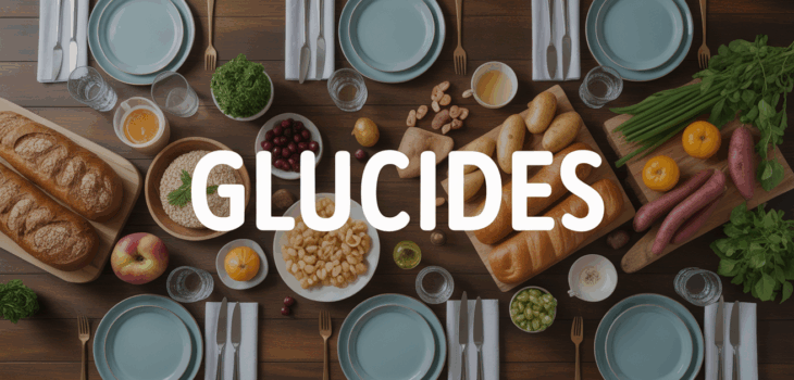 Table conviviale riche en glucides pain riz fruits legumes