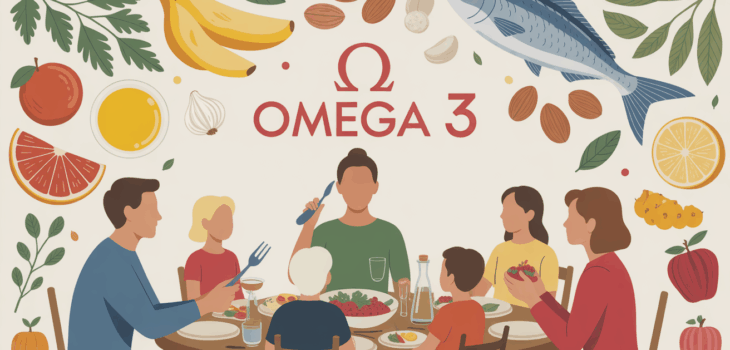 Table famille assiette équilibrée avec omega 3 poisson noix huile