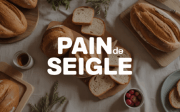 Pain de seigle entier et tranches sur table