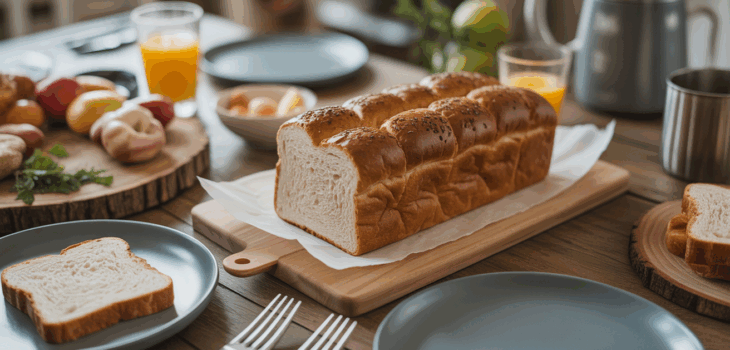 Pain de seigle sur table famille petit déjeuner