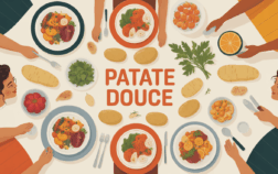 Illustration patate douce menu famille équilibré