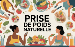 Illustration prise de poids naturelle autour table aliments énergétiques
