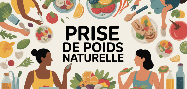 Illustration prise de poids naturelle autour table aliments énergétiques