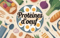 plateau avec œufs, légumes et ustensiles protéine d'œuf