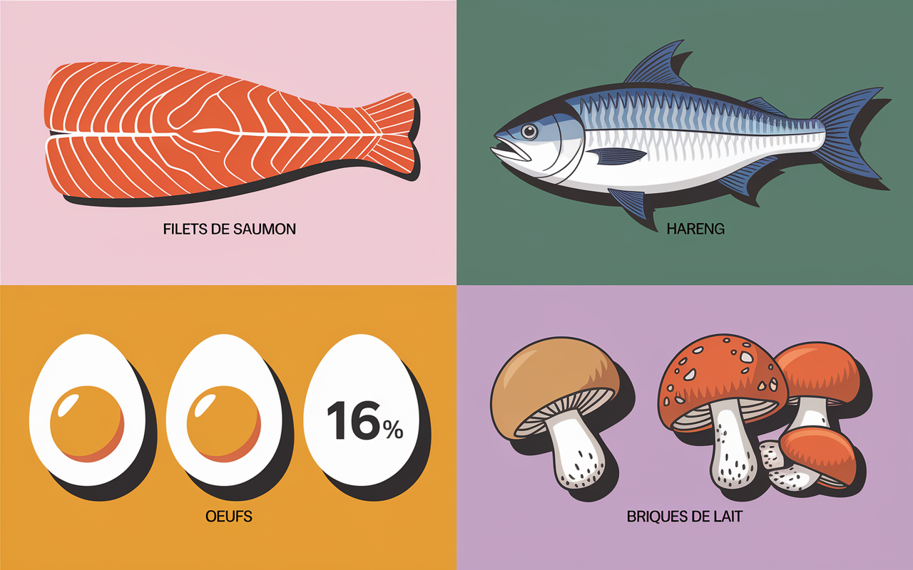 comparatif teneur vitamine d poissons oeufs champignons