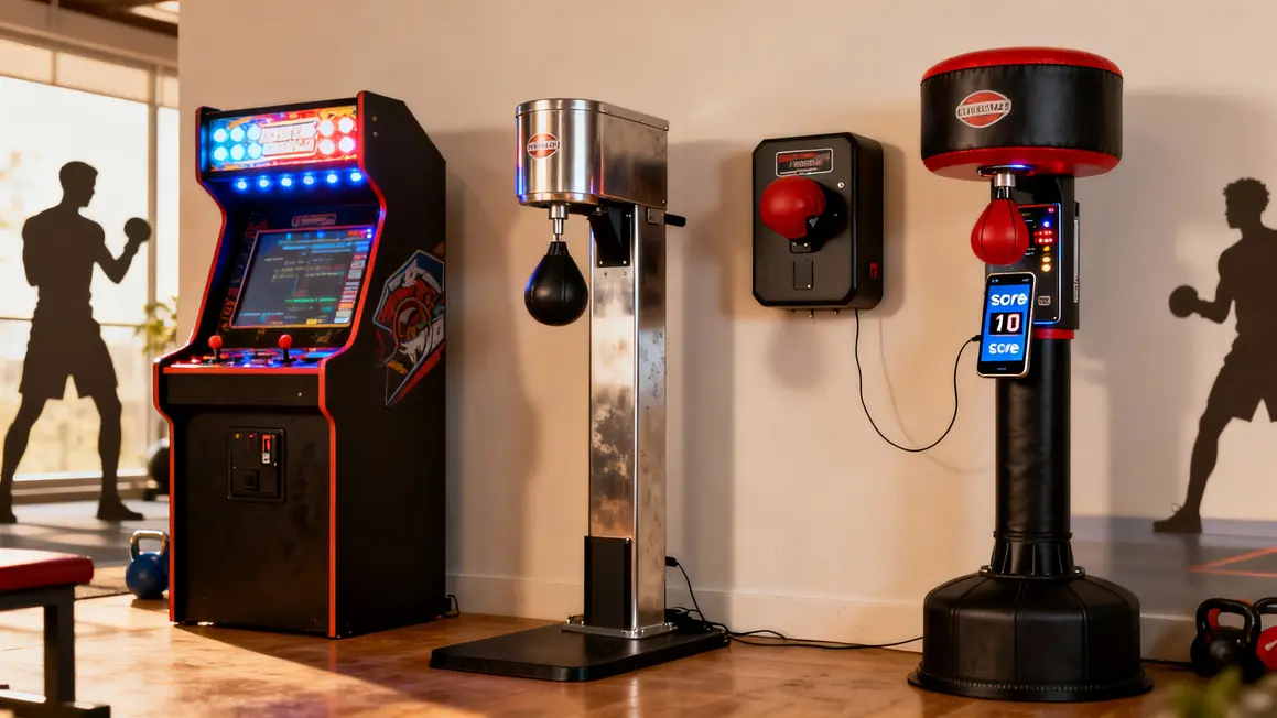 Visuel quatre modèles de boxing punch machine arcade murale professionnelle connectée