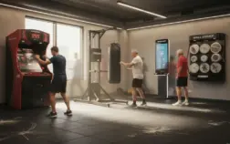 Plusieurs boxing punch machines différents dans une salle de sport moderne
