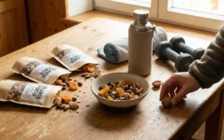 sachets fruits secs melanges sur table de sport