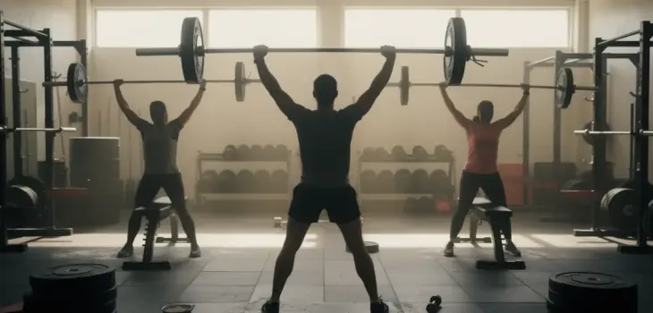 Sportifs power snatch salle de sport ambiance dynamique
