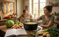 Cuisine lumineuse marmite soupe aux choux et legumes