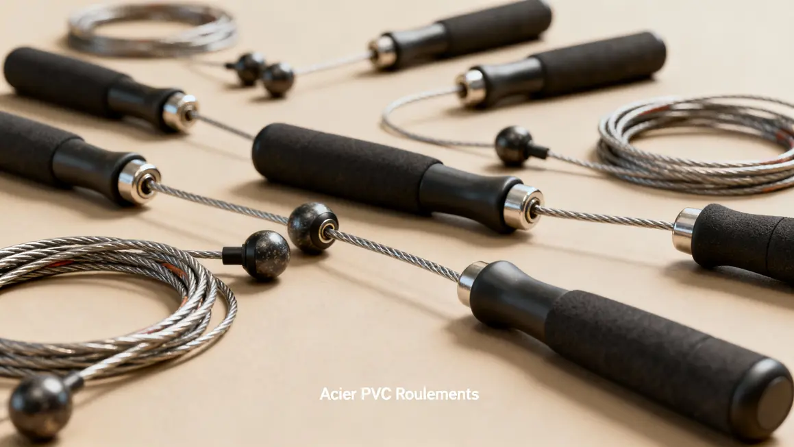 Cordes CrossFit acier PVC poignées roulements alignées