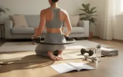 Personne utilisant un anneau Pilates chez soi avec guide PDF