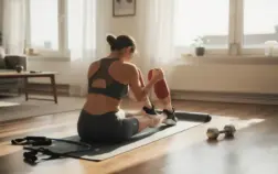 femme active réalisant exercices fessiers chez soi