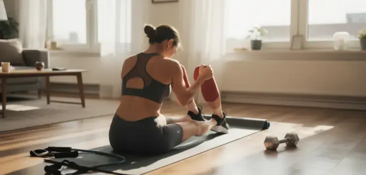 femme active réalisant exercices fessiers chez soi