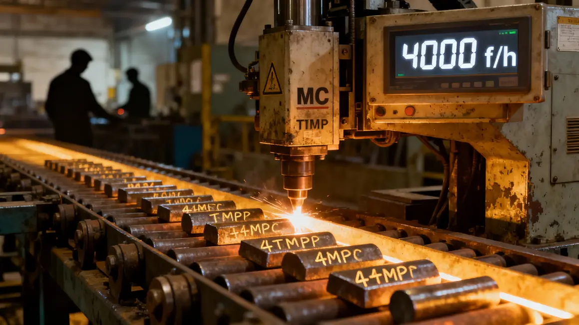 machine MCP marquage industriel 4000 frappes heure sur convoyeur
