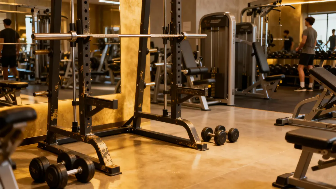 Salle de sport machines et barres sécurité sans spotter