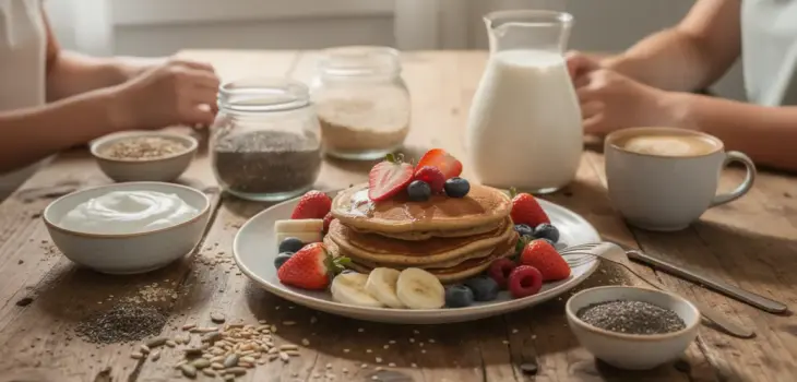 pancakes protéinés sans whey avec fruits et graines