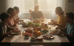 scène de rééquilibrage alimentaire en famille