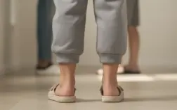 Jambes mollets courts stylisées sur fond neutre